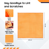 CARBINIC Waffle Microfiber Cleaning Cloth | Super Absorbent Cleaning Accessories | Multipurpose Cleaning Duster for Interior & Exterior Care | Car Bike Cleaning Kit | Pack of 1, Orange